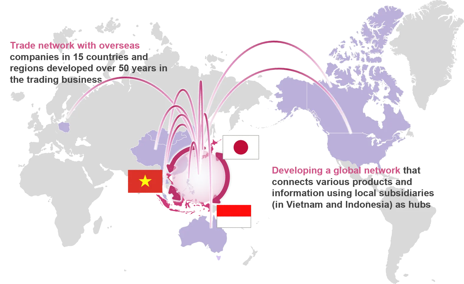 Diagram representing the construction of a global network